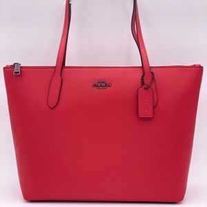 Coach Zip Tote Shoulder Bag Miami Red